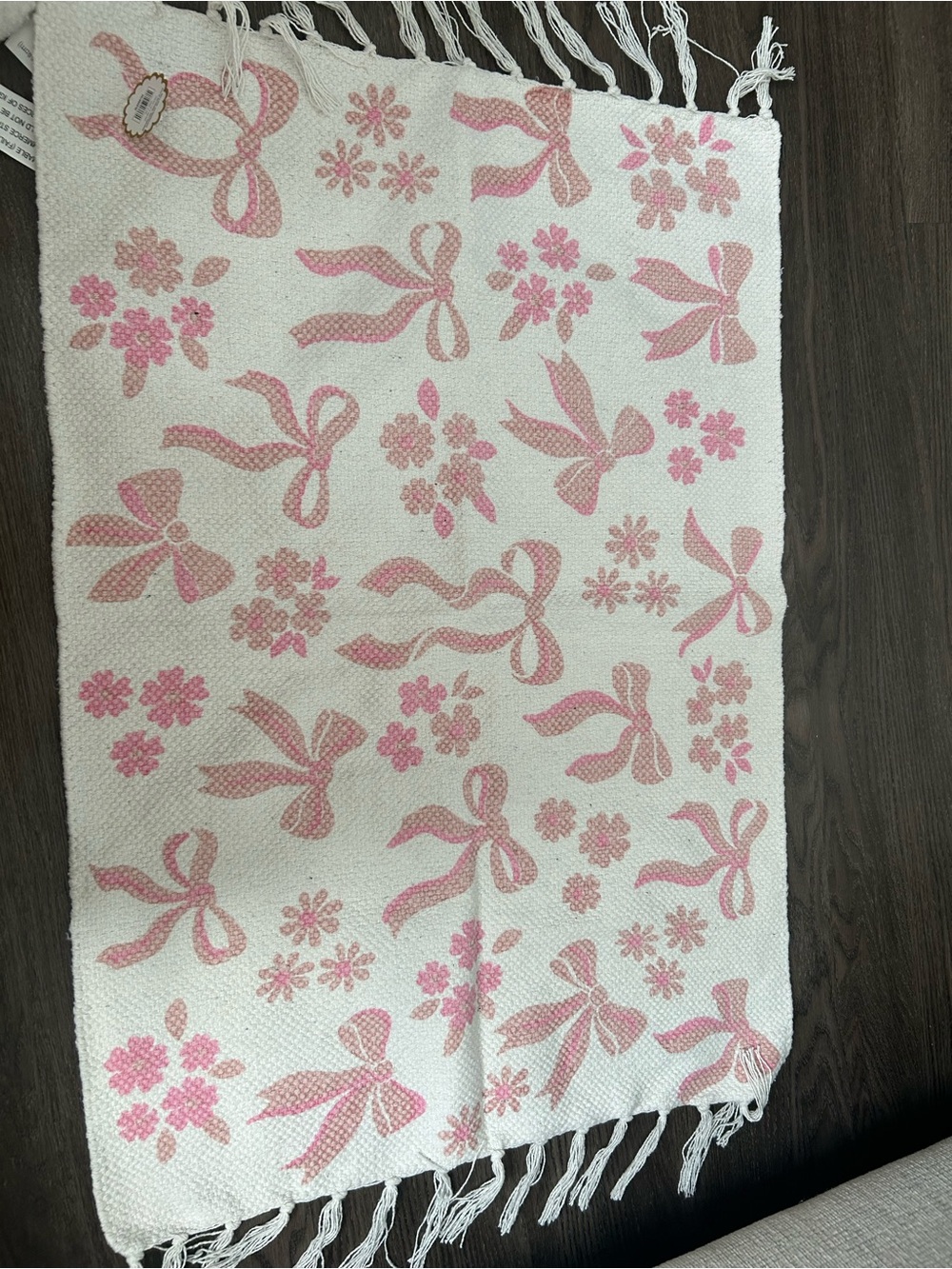Hobby Lobby Pink Bow & Floral Accent Throw